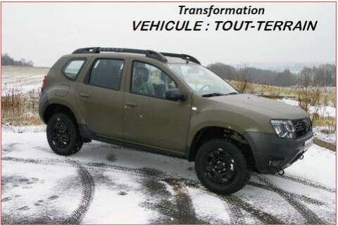 Dacia Duster vert militaire transformé pour armée française.