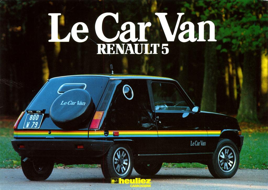 Renault 5 baptisée Le Car Van noire avec bandes colorées pour les Etats-Unis.