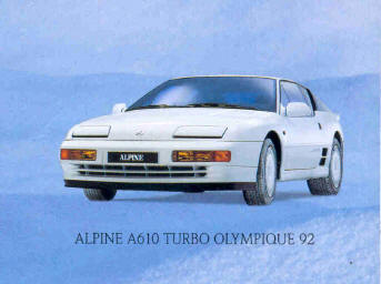 Publicité pour l'Alpine A610 Turbo Olympique 92.