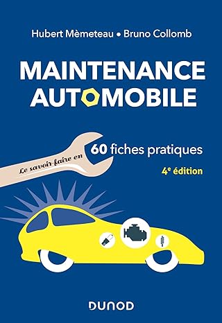 Livre maintenance automobile bleu avec 60 fiches pratiques éditeur Dunod.