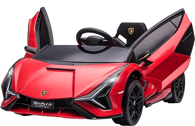 Voiture électrique Lamborghini Sian pour enfant rouge et noire.