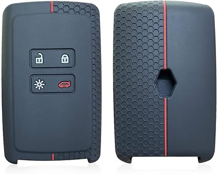 Housse protection carte de démarrage Renault actuelle avec finition nid d'abeille et liseré rouge.