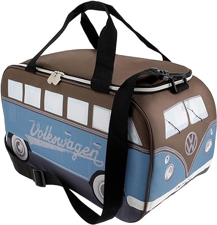 Sac isotherme VW Combi bleu et marron avec contenance de 25 litres.