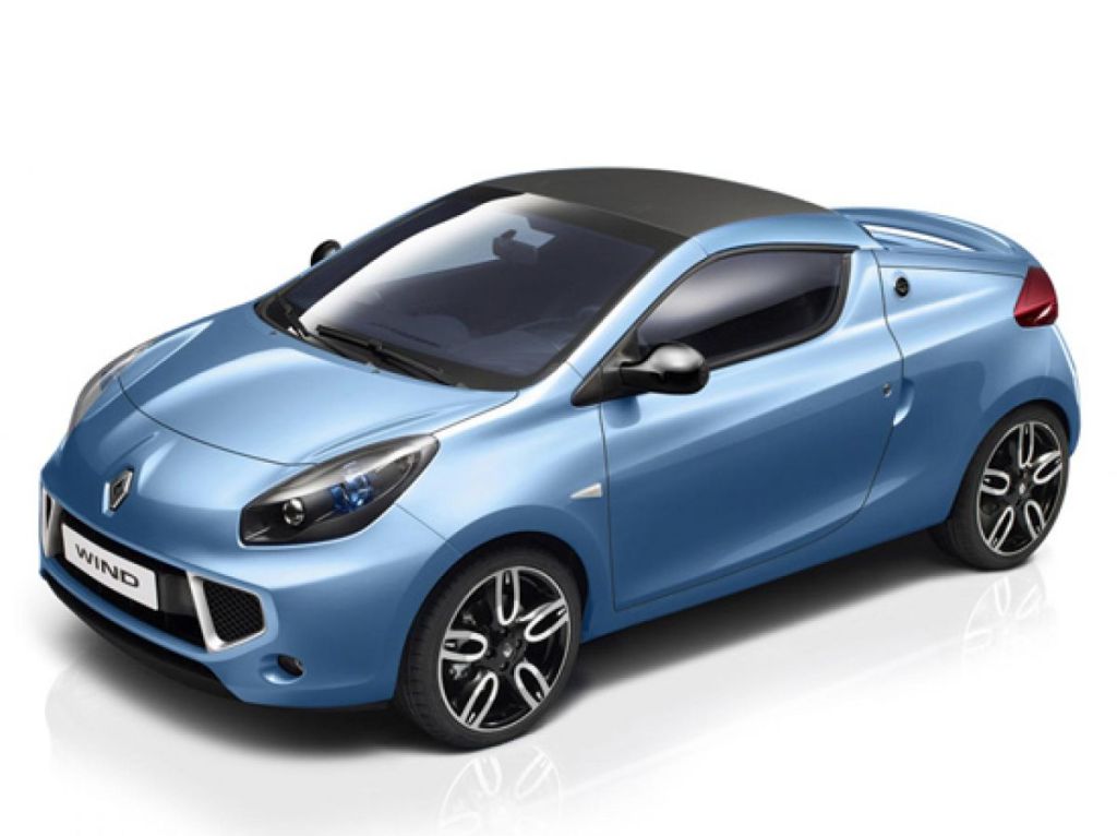 Renault Wind bleue en configuration coupé.