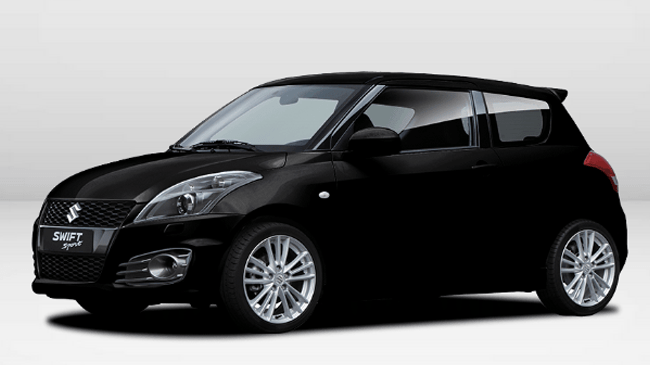 Suzuki Swift Sport 3 noire pris en photo dans studio.
